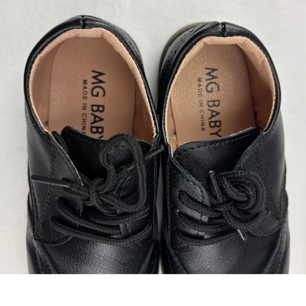 MG Baby Toddler Sz 11 Black Wingtip Oxford Dress Shoes Lace‎ Up Boys Comfortable
